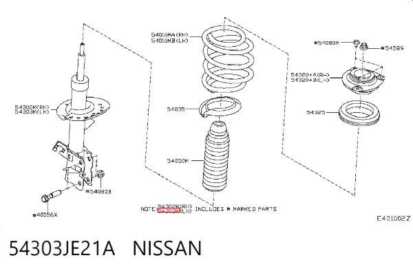 Амортизатор передний левый 54303JE21A Nissan/Infiniti