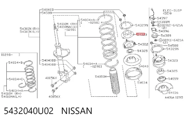 Опора переднего амортизатора 5432040U02 Nissan/Infiniti