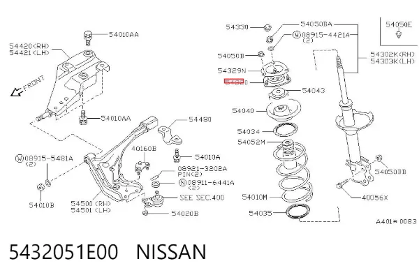 Опора переднего амортизатора 5432051E00 Nissan/Infiniti