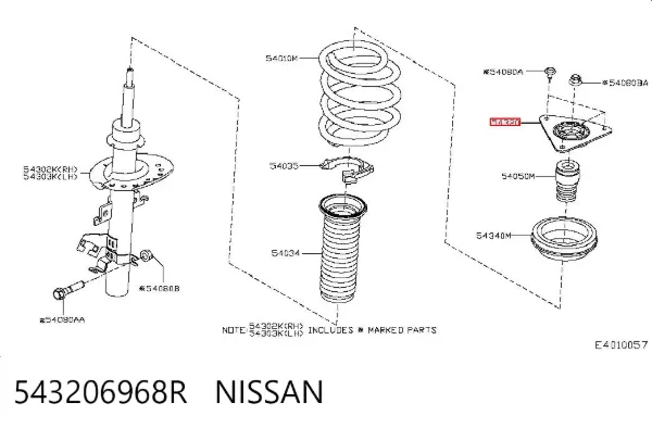 Опора переднего амортизатора 543206968R Nissan/Infiniti