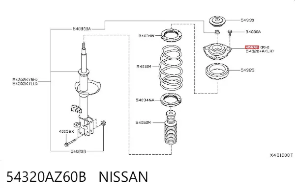 Опора переднего амортизатора 54320AZ60B Nissan/Infiniti