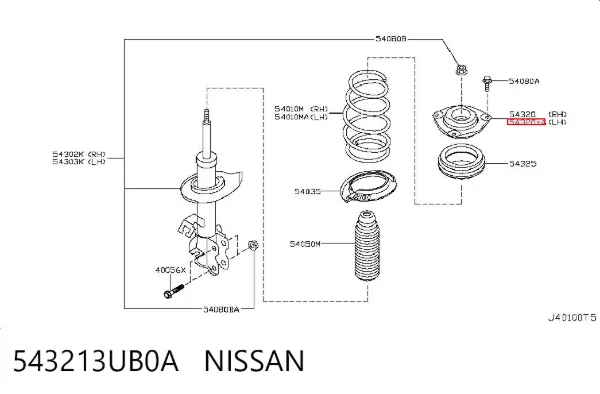 Опора амортизатора переднего левого 543213UB0A Nissan/Infiniti