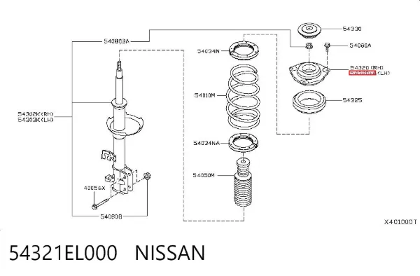 Опора амортизатора переднего левого 54321EL000 Nissan/Infiniti