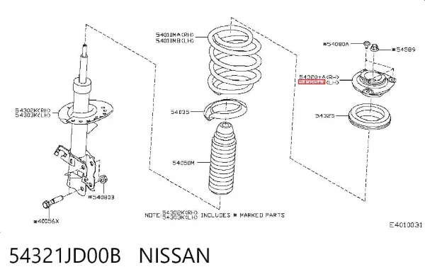Опора амортизатора переднего левого 54321JD00B Nissan/Infiniti
