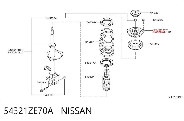 Опора амортизатора переднего левого 54321ZE70A Nissan/Infiniti