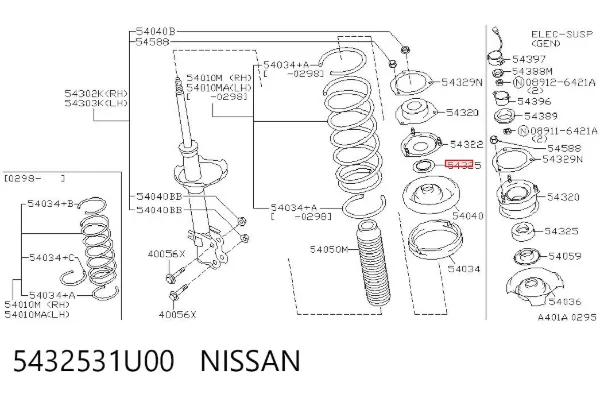 Опора переднего амортизатора 5432531U00 Nissan/Infiniti