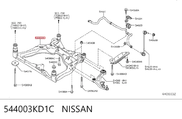 Подрамник передний 544003KD1C Nissan/Infiniti