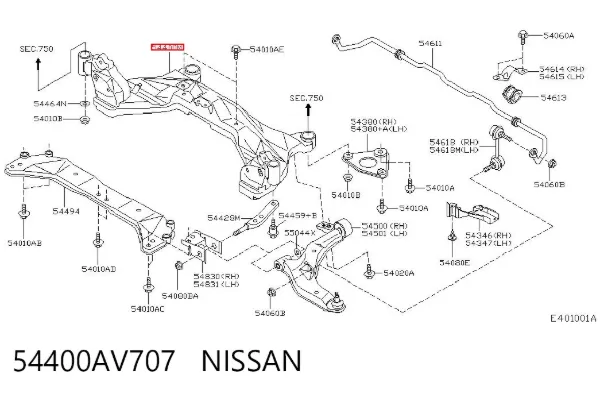 Подрамник передний 54400AV707 Nissan/Infiniti