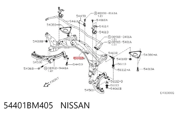 Подрамник передний 54401BM405 Nissan/Infiniti