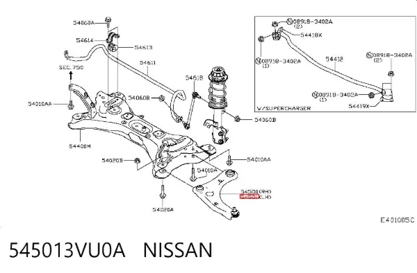 Рычаг передней подвески левый 545013VU0A Nissan/Infiniti
