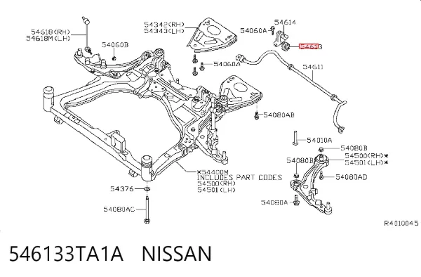 Втулка стабилизатора переднего 546133TA1A Nissan/Infiniti