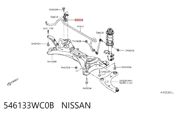 Втулка стабилизатора переднего 546133WC0B Nissan/Infiniti
