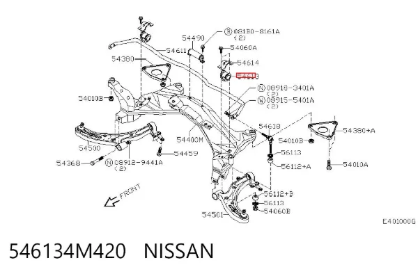 Втулка стабилизатора переднего 546134M420 Nissan/Infiniti