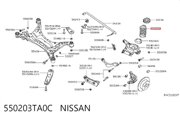 Задняя пружина 550203TA0C Nissan/Infiniti