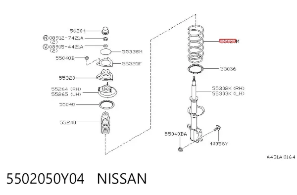 Задняя пружина 5502050Y04 Nissan/Infiniti