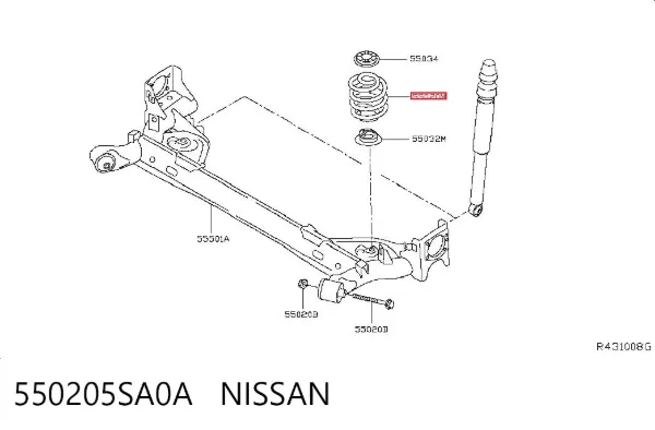 Задняя пружина 550205SA0A Nissan/Infiniti