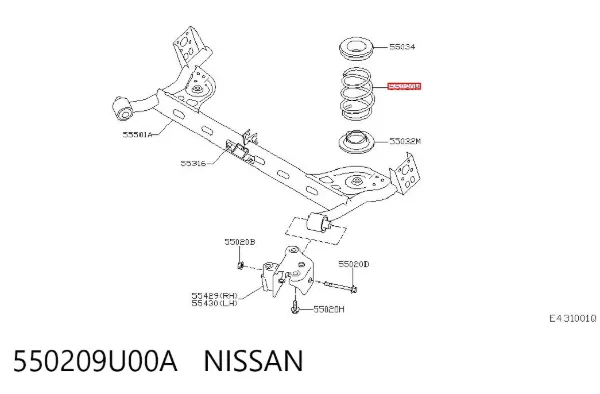Задняя пружина 550209U00A Nissan/Infiniti