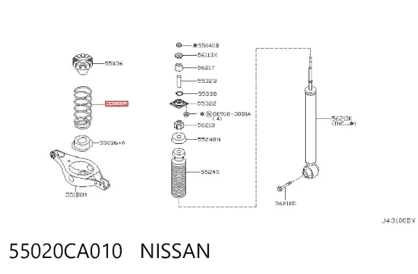 Задняя пружина 55020CA010 Nissan/Infiniti