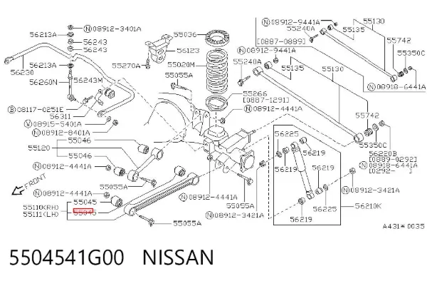 Сайлентблок заднего продольного нижнего рычага 5504541G00 Nissan/Infiniti