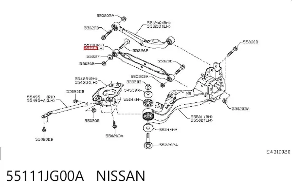 Рычаг задней подвески нижний левый 55111JG00A Nissan/Infiniti