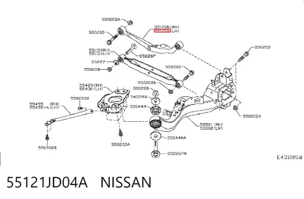 Верхний левый рычаг задней подвески 55121JD04A Nissan/Infiniti