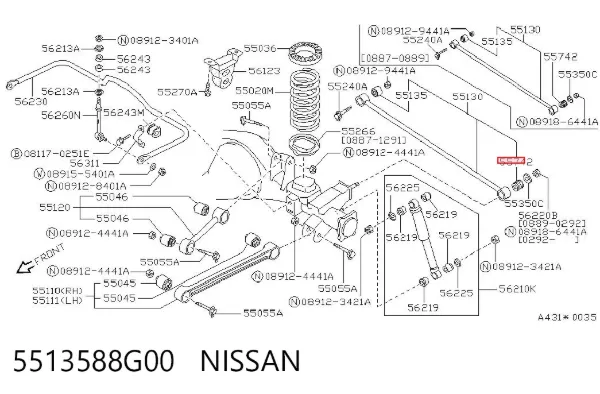 Сайлентблок заднего поперечного рычага 5513588G00 Nissan/Infiniti