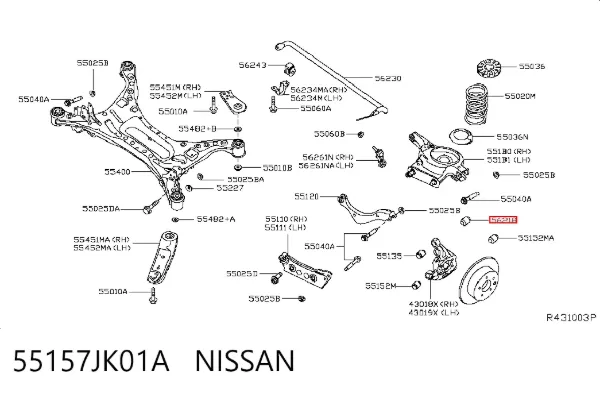 Сайлентблок цапфы задней 55157JK01A Nissan/Infiniti
