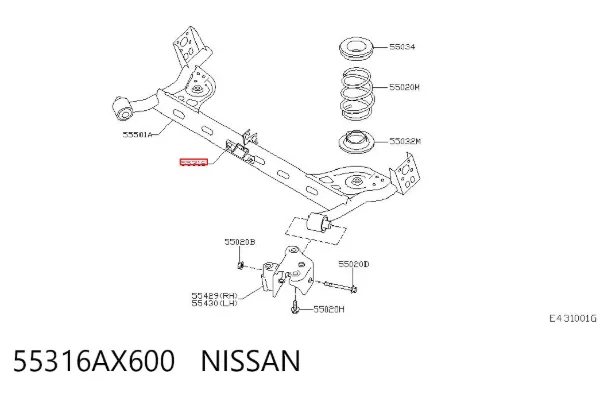 Кронштейн задней балки 55316AX600 Nissan/Infiniti
