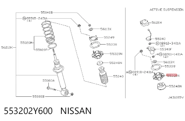 Опора амортизатора заднего 553202Y600 Nissan/Infiniti