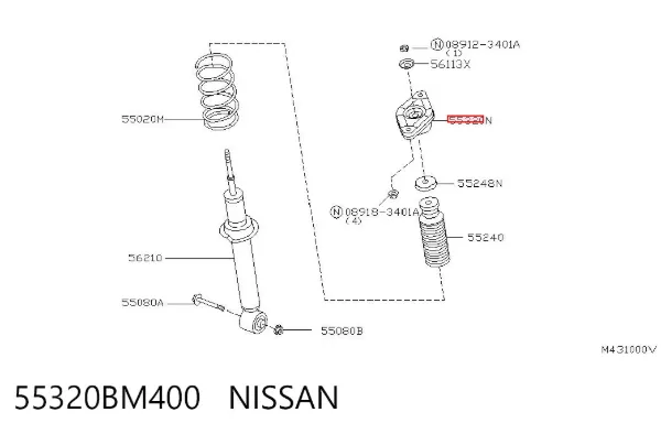 Опора амортизатора заднего 55320BM400 Nissan/Infiniti