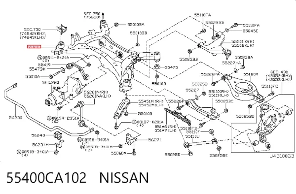 Подрамник задний 55400CA102 Nissan/Infiniti