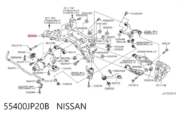 Подрамник задний 55400JP20B Nissan/Infiniti