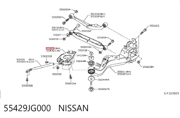 Кронштейн крепления правого продольного рычага 55429JG000 Nissan/Infiniti