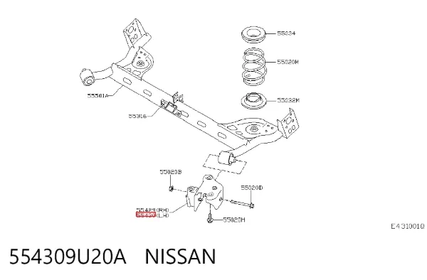 Кронштейн задней балки 554309U20A Nissan/Infiniti