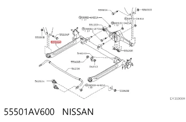 Подрамник задний 55501AV600 Nissan/Infiniti