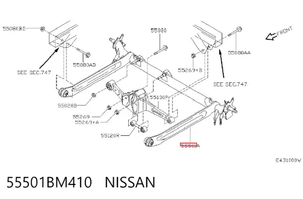 Подрамник задний 55501BM410 Nissan/Infiniti