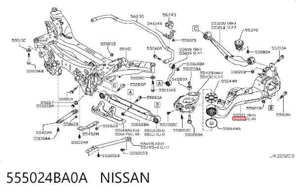 Цапфа задняя левая 555024BA0A Nissan/Infiniti