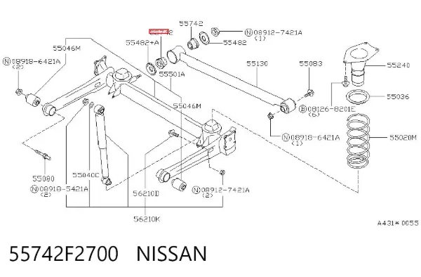 Сайлентблок тяги поперечной (задней подвески) NMS2225 NIPPON MOTORS