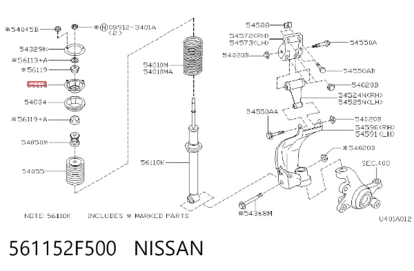 Опора переднего амортизатора 561152F500 Nissan/Infiniti