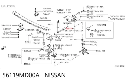 Сайлентблок амортизатора переднего NISSAN 56119MD00A