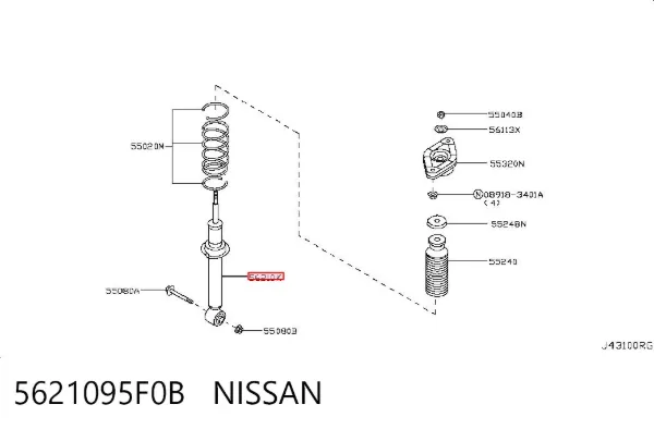 Амортизатор задний 5621095F0B Nissan/Infiniti
