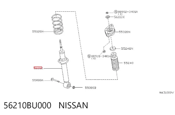 Амортизатор задний 56210BU000 Nissan/Infiniti