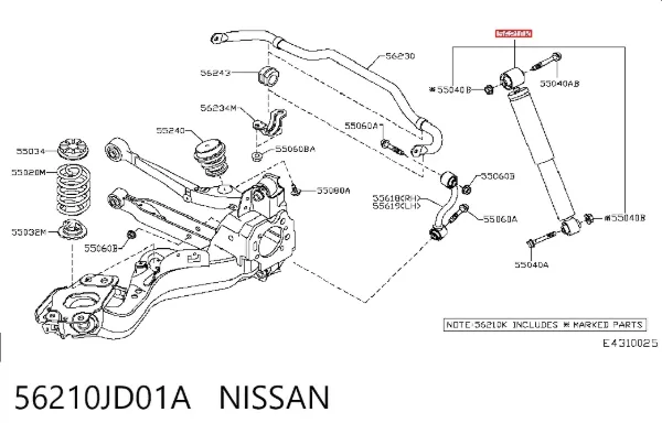 Амортизатор задний 56210JD01A Nissan/Infiniti