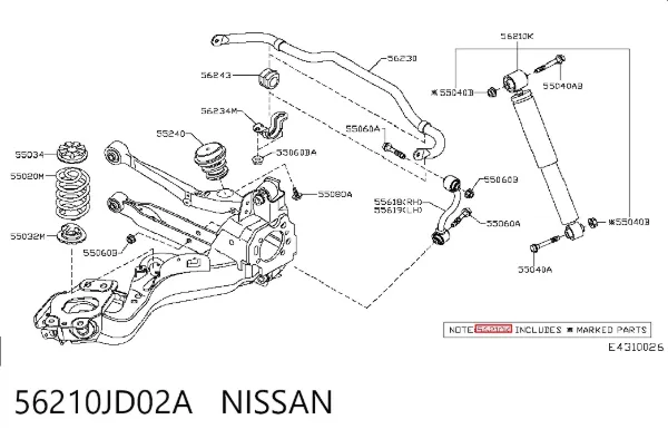Амортизатор задний 56210JD02A Nissan/Infiniti