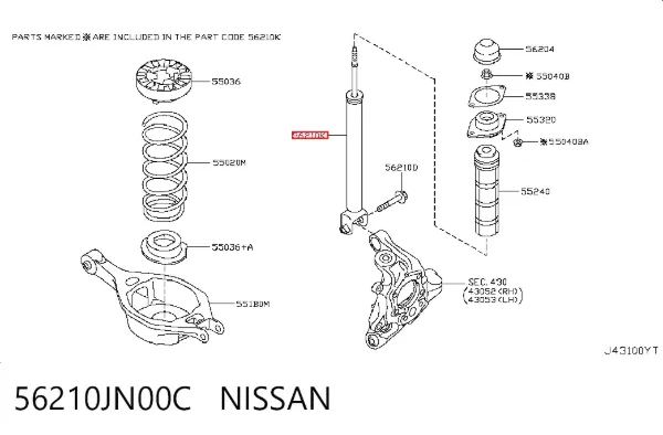Амортизатор задний 56210JN00C Nissan/Infiniti