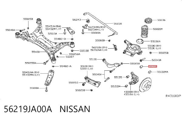 Сайлентблок цапфы задней 56219JA00A Nissan/Infiniti