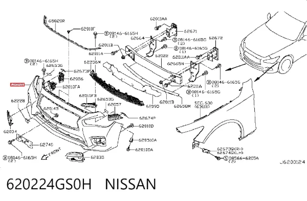 Передний бампер 620224GS0H Nissan/Infiniti