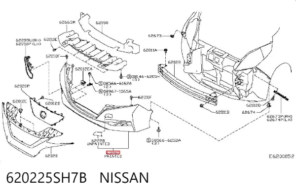 Передний бампер 620225SH7B Nissan/Infiniti