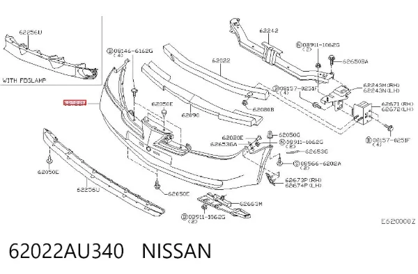 Передний бампер 62022AU340 Nissan/Infiniti