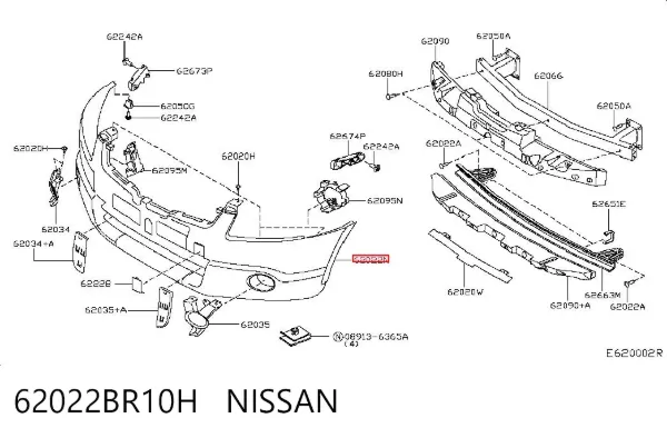 Передний бампер 62022BR10H Nissan/Infiniti